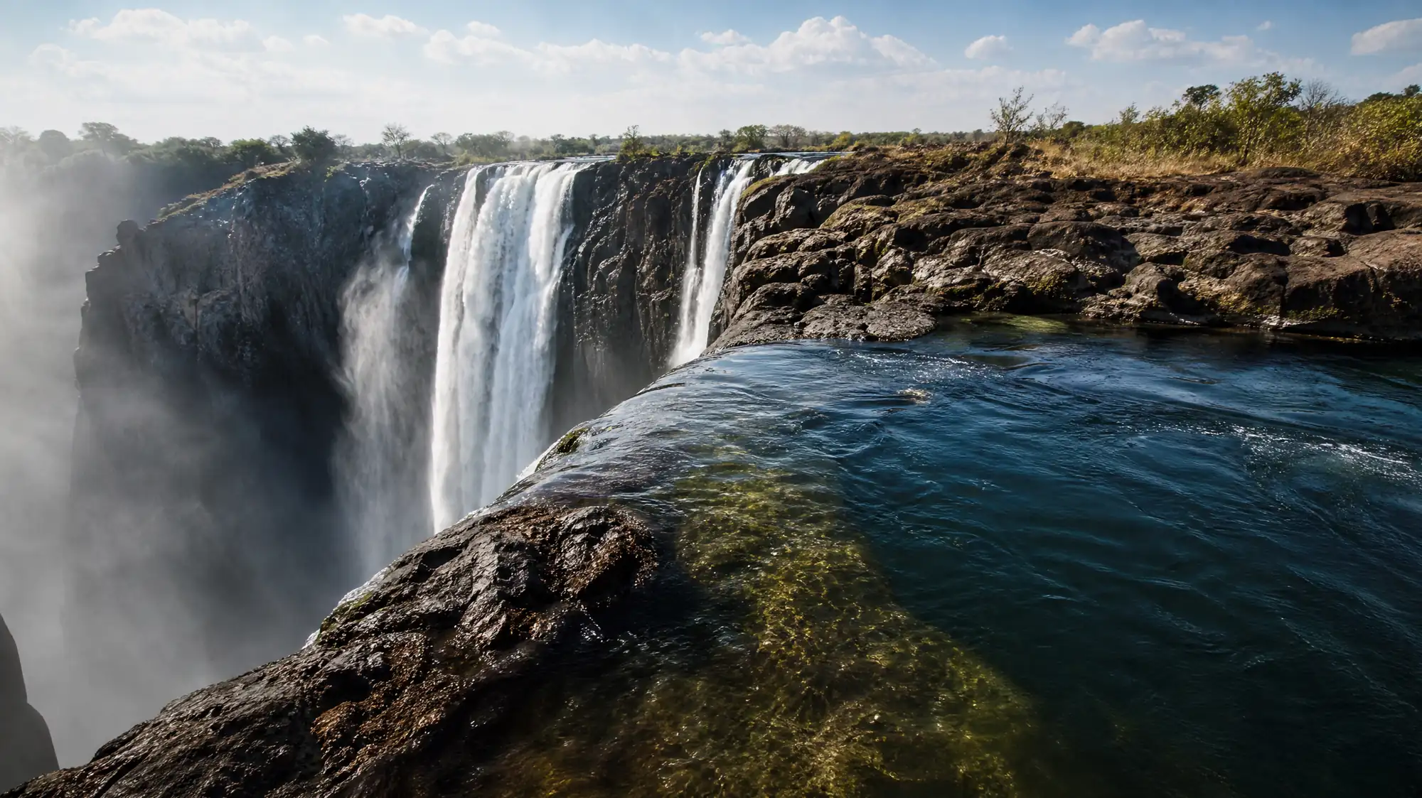 Swim safely on the edge of a 108-meter drop. You can only reach this natural rock pool by booking a guided boat tour to Livingstone Island.